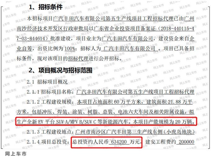 SUV，廣汽豐田，廣汽豐田產(chǎn)能