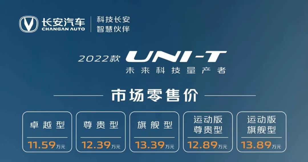 產(chǎn)品力再升級，2022款UNI-T售11.59萬起