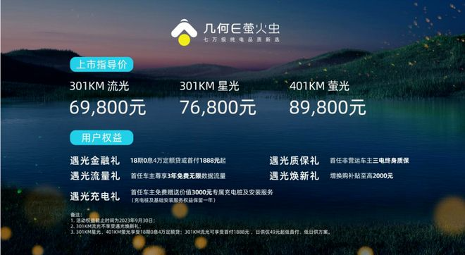 6.98萬元起售幾何E螢火蟲來了