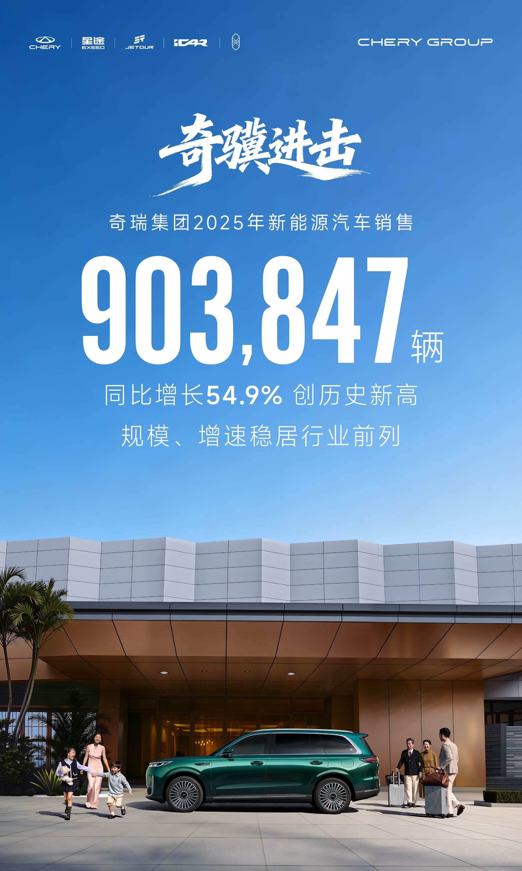 奇瑞新能源年銷破90萬輛躋身前三，穩站第一陣營